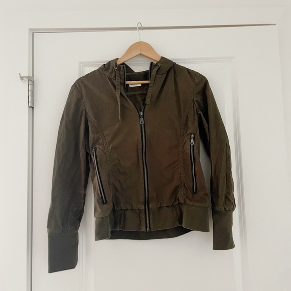 Bridge & Burn Utility Rain Bomber Hooded Jacket Olive - Picture 2 of 9